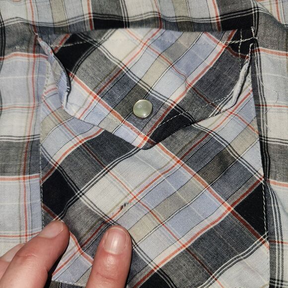 Vintage Sheplers Men's Plaid Button Down Western Shirt Sz L - Picture 10 of 10